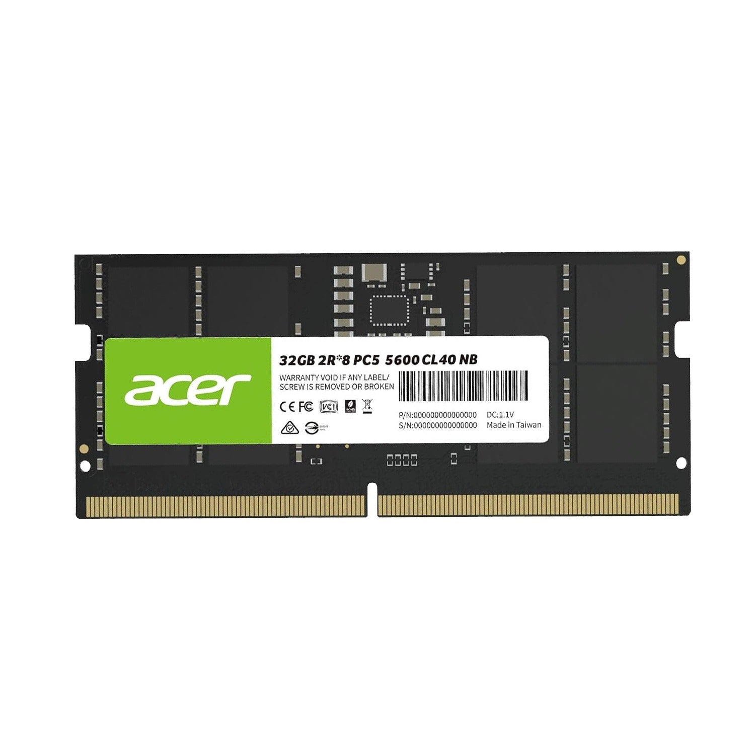 Acer 32GB DDR5 5600MHz CL46 Notebook Memory Acer 32GB DDR5 5600MHz CL46 Notebook Memory